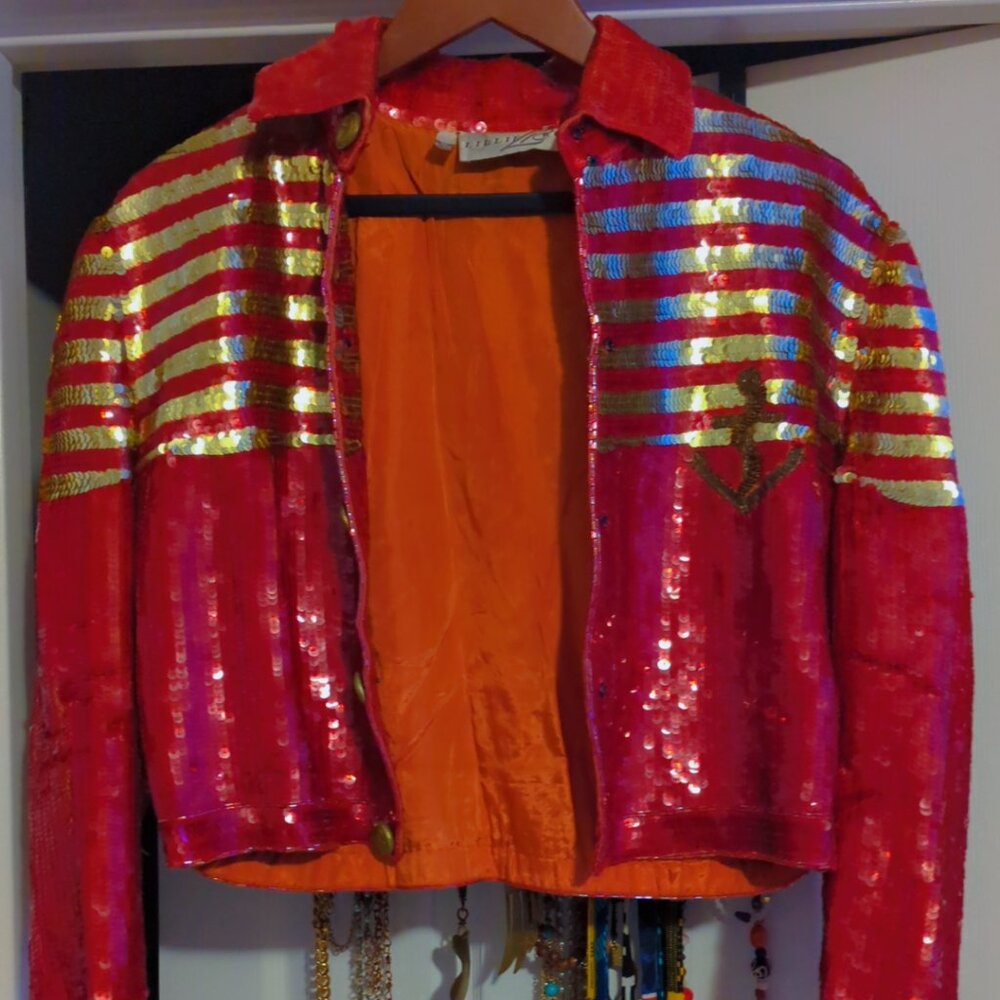 Vintage 1980s Lillie Rubin Sequined Nautical bomber jacket